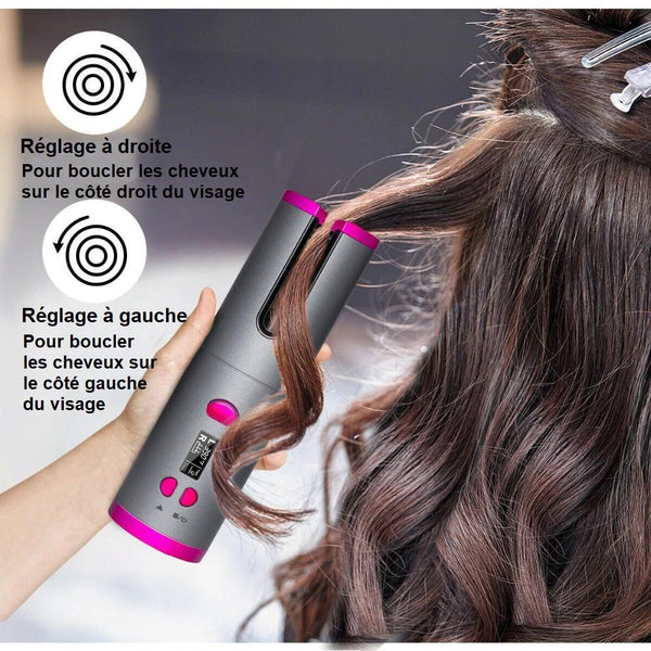 Boucleur à Cheveux En Céramique - Rotation Automatique Madame Cosmetique Chrome 
